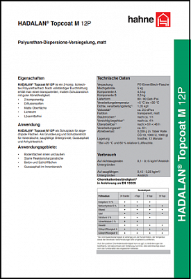 Техкарта HADALAN Topcoat M 12P